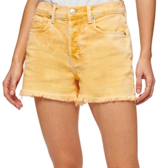 7 For All Mankind NWOT Women’s Monroe Cutoffs Shorts in Mineral Marigold - Picture 2 of 4